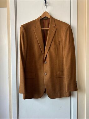 Luxurious Paul Stuart Phineas Cole Brown Wool Cashmere Jacket Blazer 42 Tall